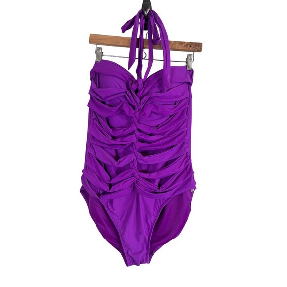 Spanx Swimsuit 16 Purple Braided Feminine Sexy Swim Beach Luxury Preppy Modern - Picture 2 of 10